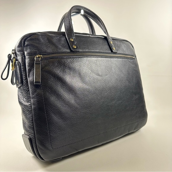 NEW Men’s Fossill HaskellBlack Leather Men's Briefcase/Laptop Bag - Picture 4 of 16